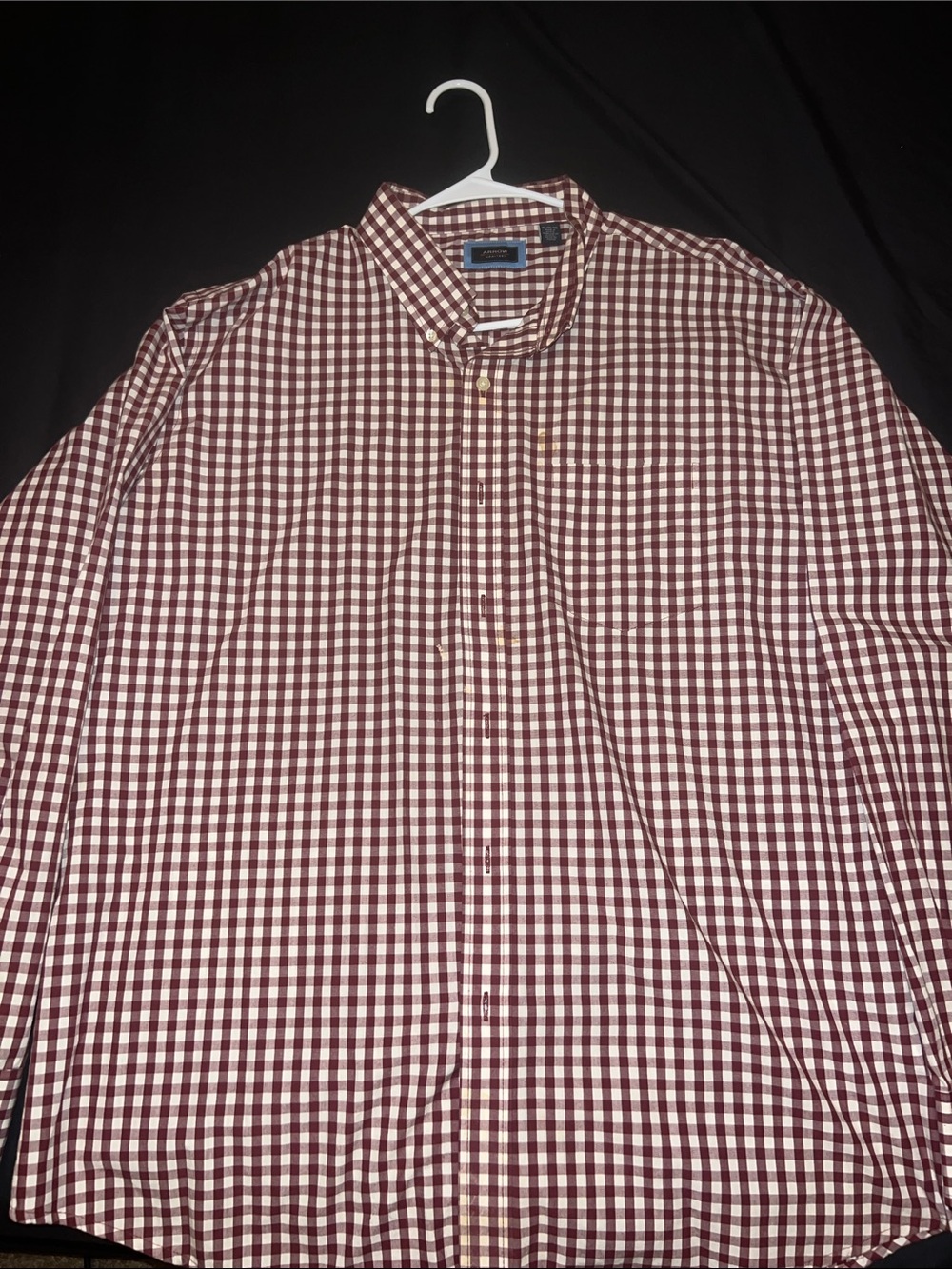 Men's Check Button-Down Arrow USA Shirt in Burgundy and White